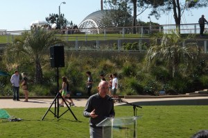 James Corner speaking Saturday at the Grand Opening of Tongva Park