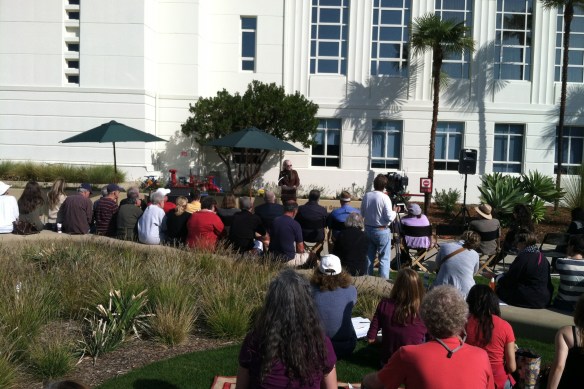 SMRR Co-Chair and longtime friend of Ken Genser speaks at the dedication of Ken Genser Square.