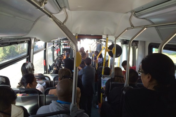 Passengers on the 534 bus returning home from work