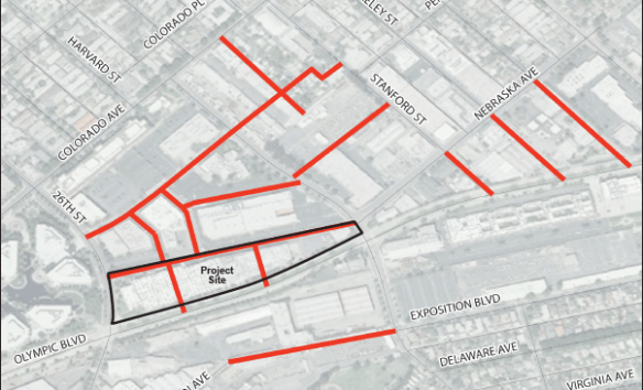 Map showing future streets planned for area in and around Paper Mate site